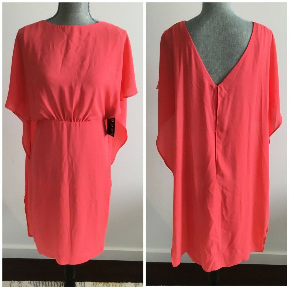 SANGRIA Size 6 Pink Coral Orange Short Cape Dress